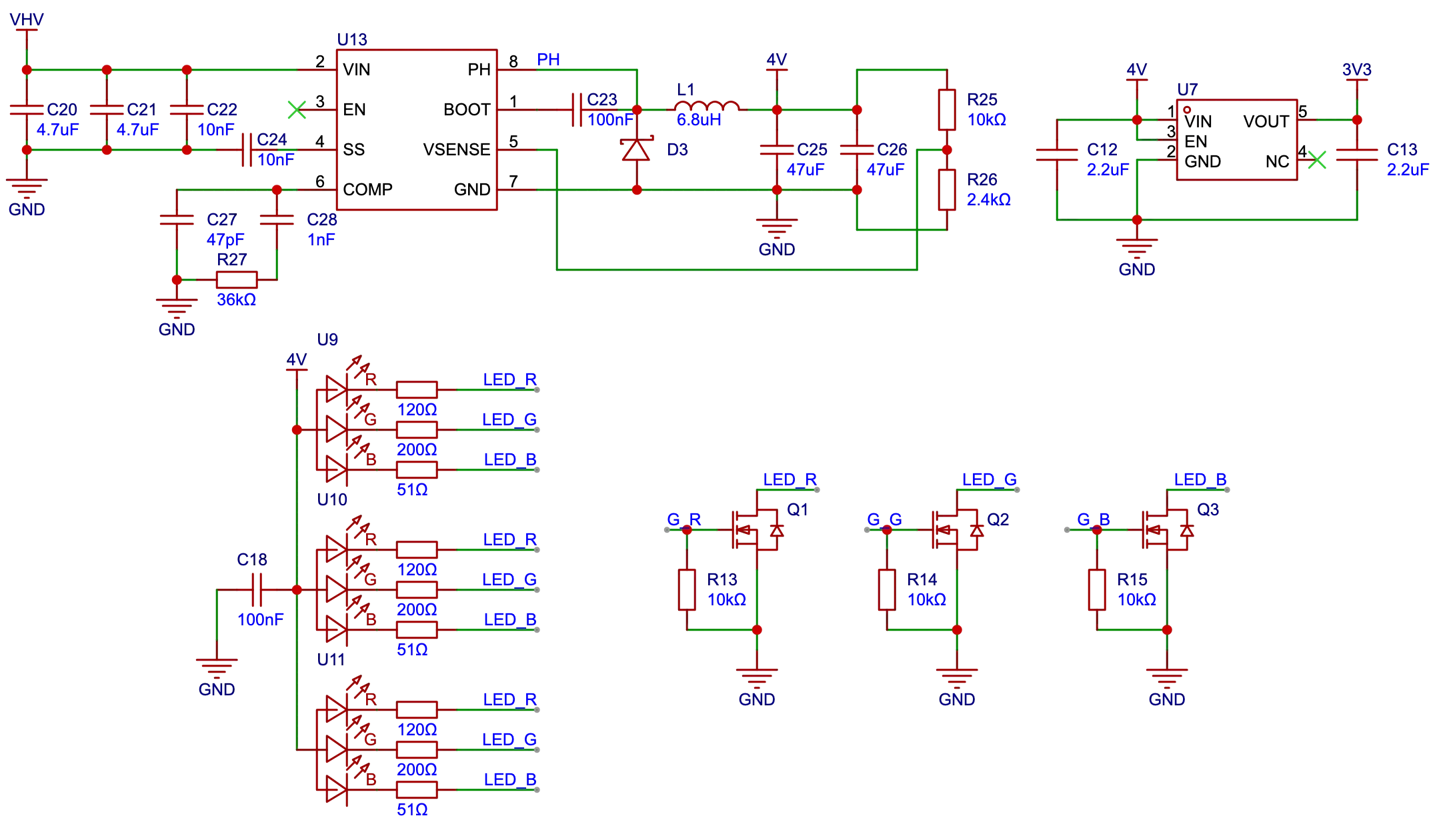 power conversion and LED schematics